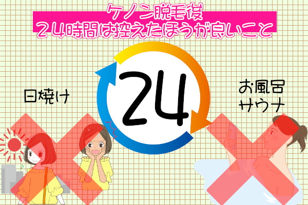 ケノン脱毛後24時間以内に控えること