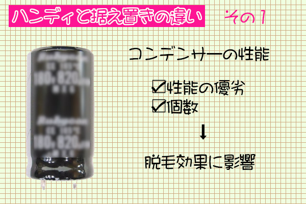 脱毛器のハンディと据え置き型の違い！コンデンサー