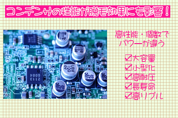 家庭用脱毛器はコンデンサの性能が脱毛効果を左右する